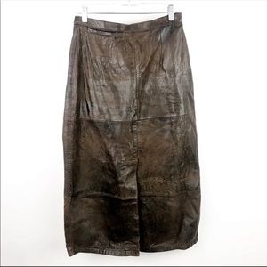 Vintage Leather Skirt Banana Republic Brown Safari